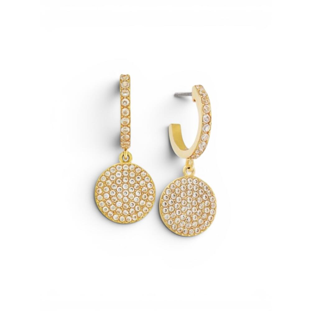 Kate Spade SHINE ON Dangle Round Pave Disc Earring Designer Jewelry Gold tone
